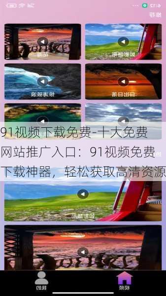 91视频下载免费-十大免费网站推广入口：91视频免费下载神器，轻松获取高清资源
