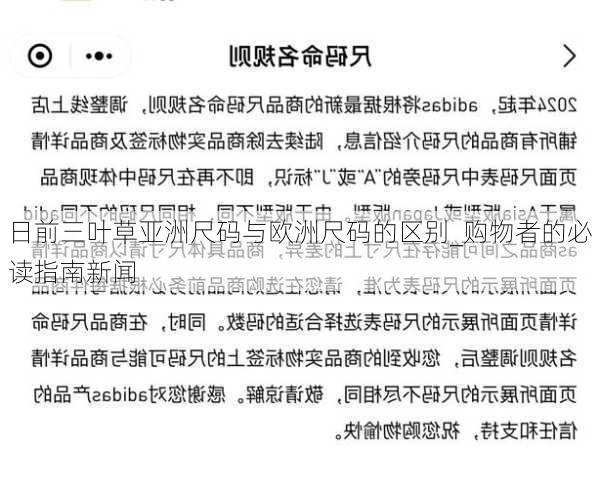 日前三叶草亚洲尺码与欧洲尺码的区别_购物者的必读指南新闻