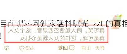 目前黑料网独家猛料曝光_zztt的真相!