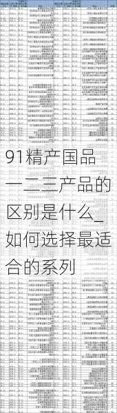 91精产国品一二三产品的区别是什么_如何选择最适合的系列
